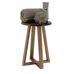Tabouret plateau bois acacia (H43 cm) Lina marron