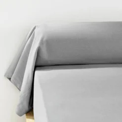 Taie de traversin flanelle de coton (L185 cm) Nina Gris clair
