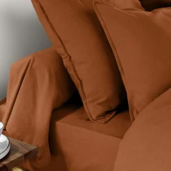 Taie de traversin flanelle de coton (L185 cm) Nina Terracotta