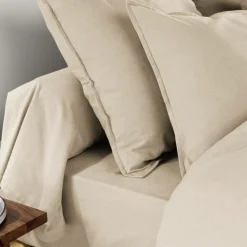 Taie de traversin flanelle de coton (L185 cm) Nina Beige