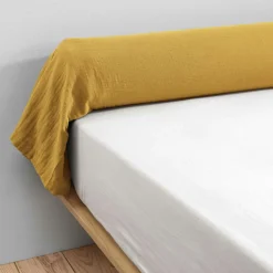Taie de traversin gaze de coton (L185 cm) Gaïa Jaune safran