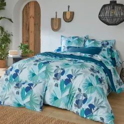 Taie de traversin percale de coton (L200 cm) Moorea Bleue