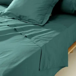 Taie de traversin percale de coton (L185 cm) Cali Bleu canard