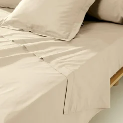 Taie de traversin percale de coton (L185 cm) Cali Beige