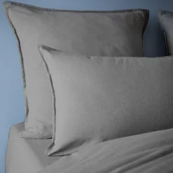 Taie d'oreiller carrée flanelle de coton (63 x 63 cm) Théa Gris anthracite