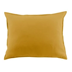 Taie d'oreiller carrée flanelle de coton (80 x 80 cm) Nina Jaune ocre