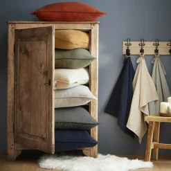 Taie d'oreiller carrée flanelle de coton (63 x 63 cm) Théa Camel