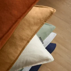 Taie d'oreiller carrée flanelle de coton (63 x 63 cm) Théa Camel
