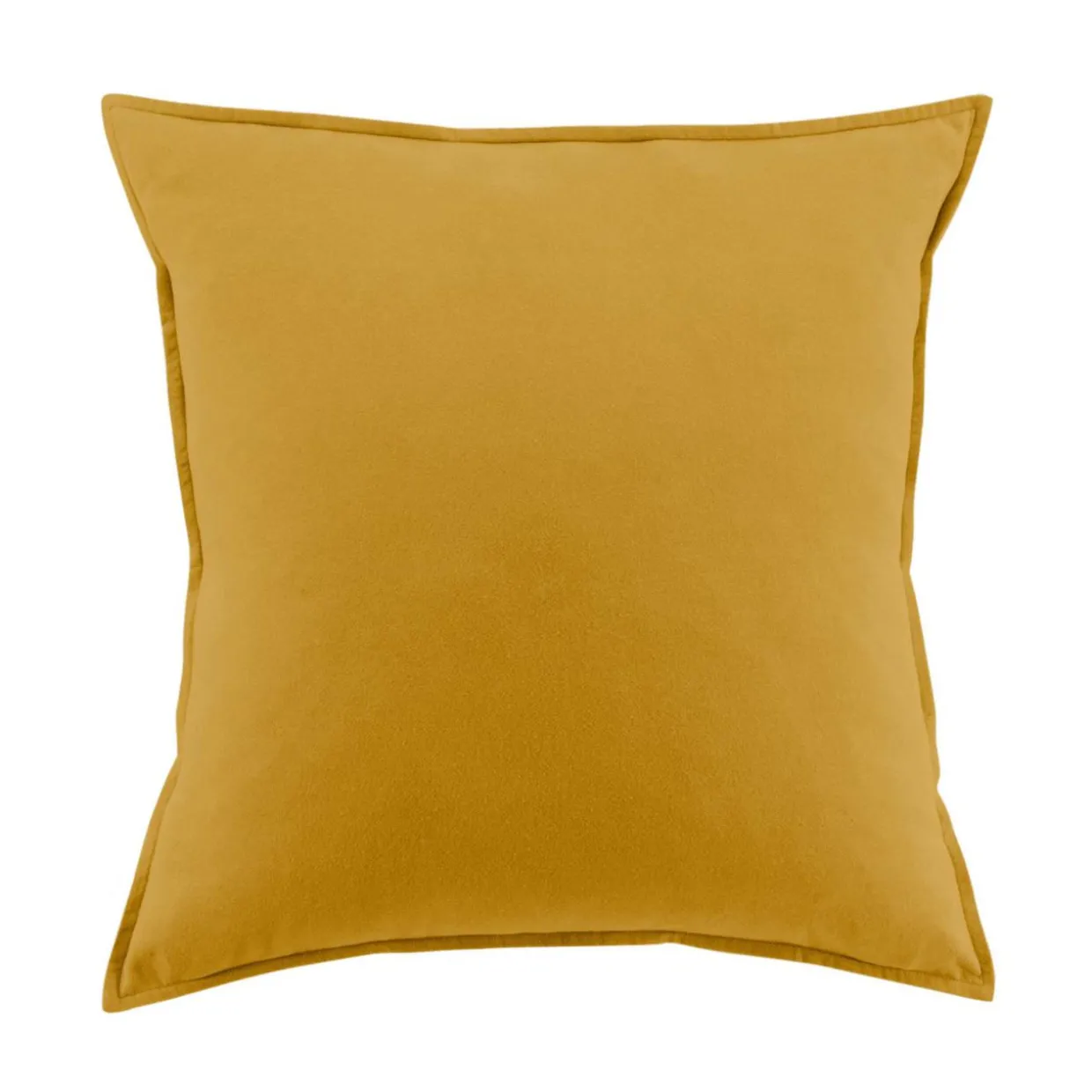 Taie d'oreiller carrée flanelle de coton (63 x 63 cm) Nina Jaune ocre