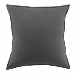 Taie d'oreiller carrée flanelle de coton (63 x 63 cm) Nina Gris anthracite