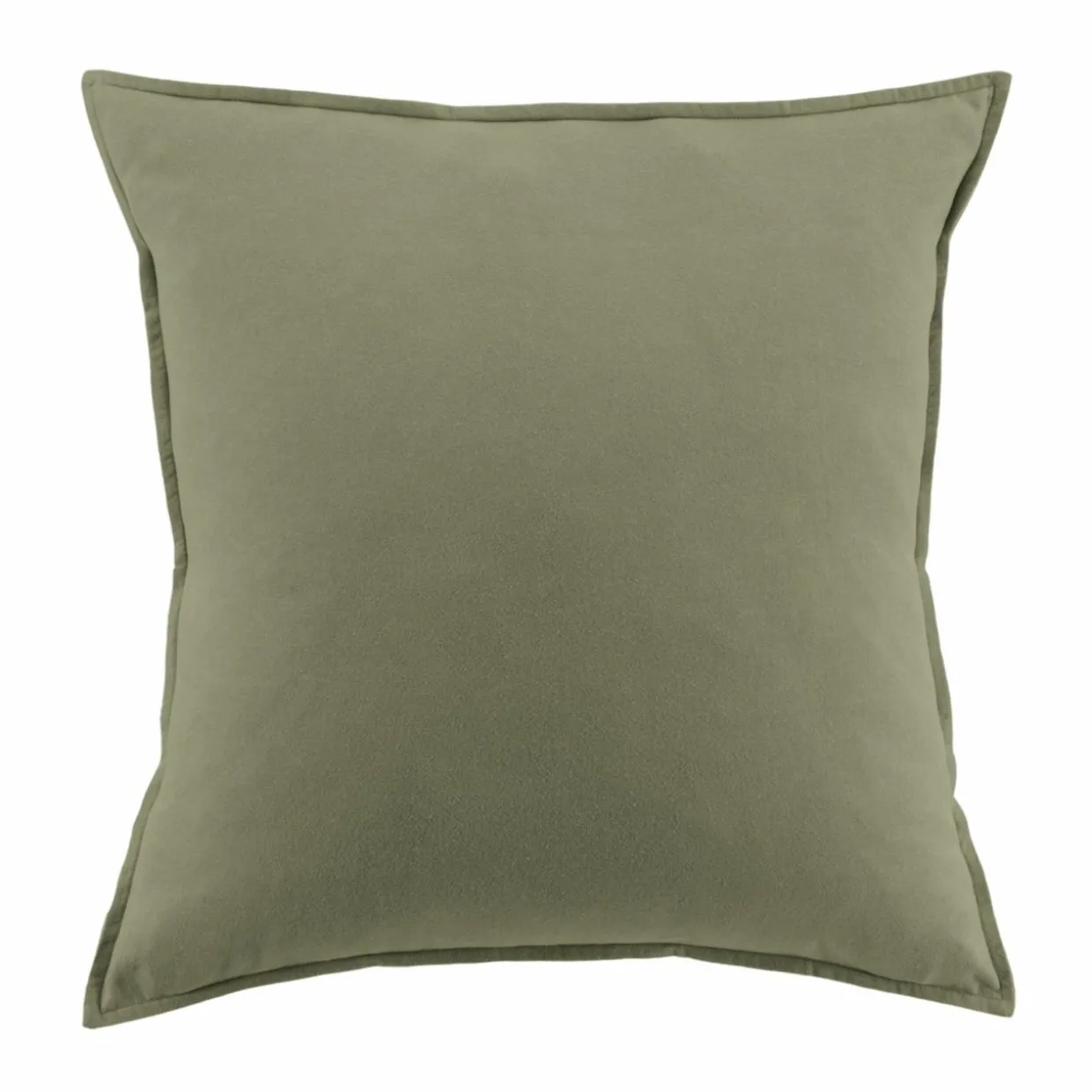 Taie d'oreiller carrée flanelle de coton (63 x 63 cm) Nina Vert romarin