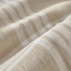 Taie d'oreiller carrée flanelle de coton (80 x 80 cm) Nina carreaux Beige