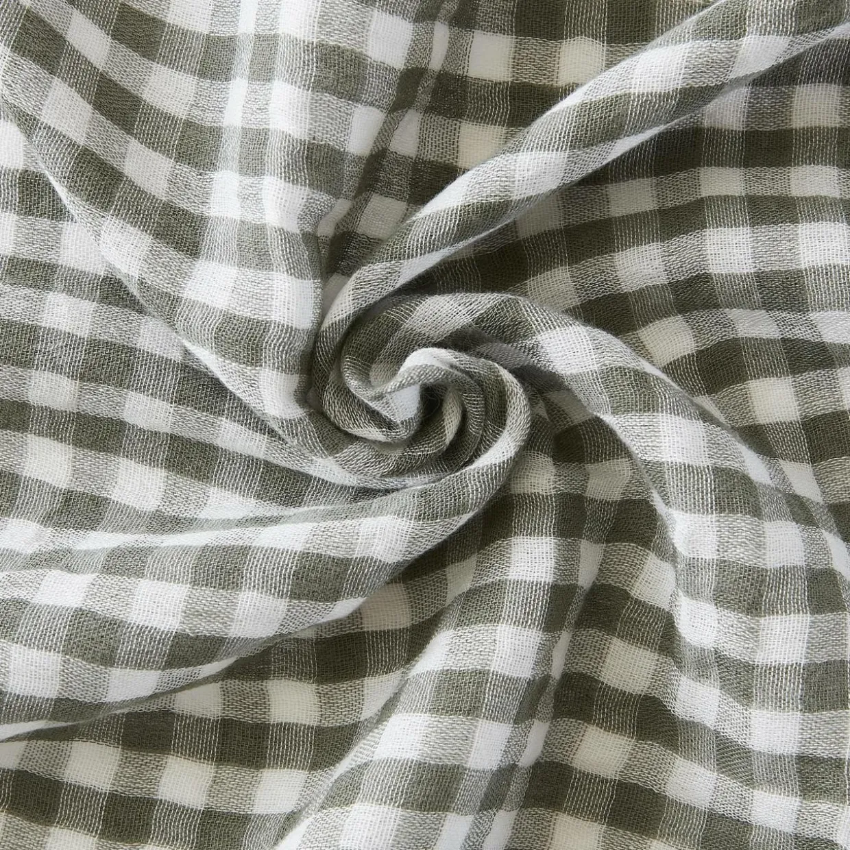 Taie d'oreiller carrée gaze de coton (60 x 60 cm) Gaïa vichy Vert romarin