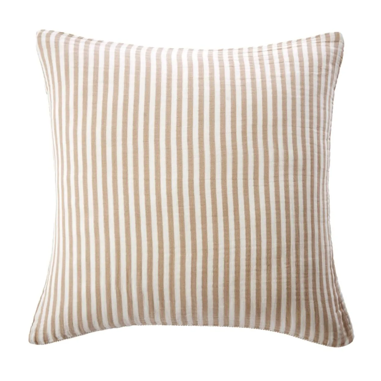 Taie d'oreiller Carrée gaze de coton (60 x 60 cm) Gaïa rayures Ficelle