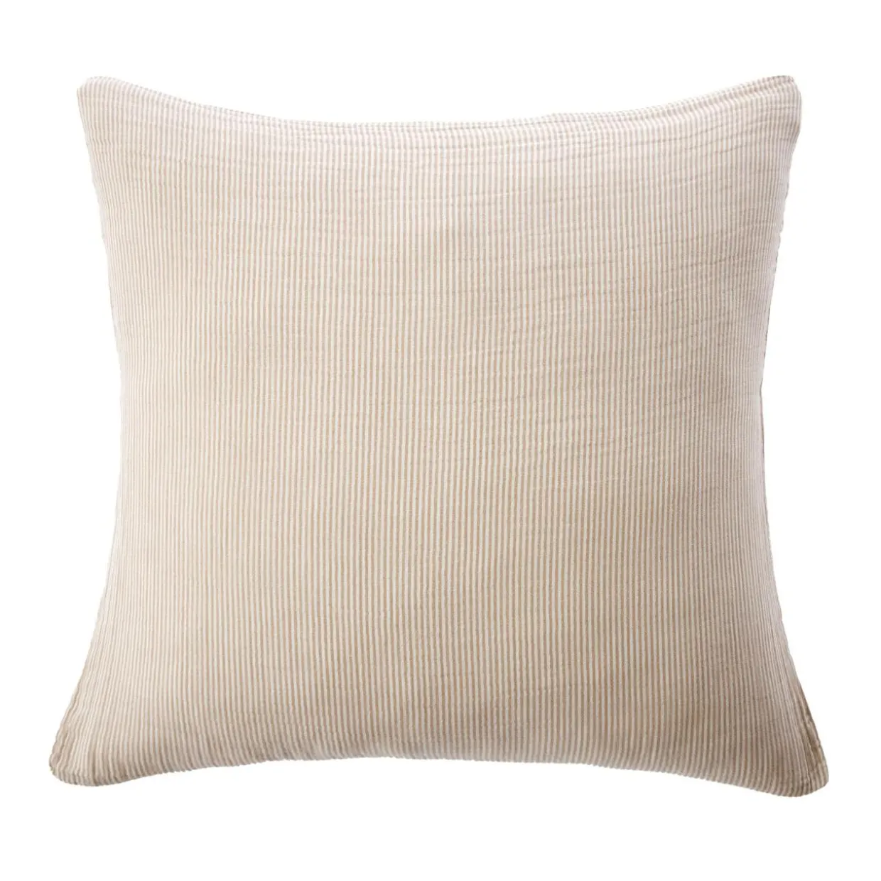 Taie d'oreiller Carrée gaze de coton (60 x 60 cm) Gaïa rayures Ficelle