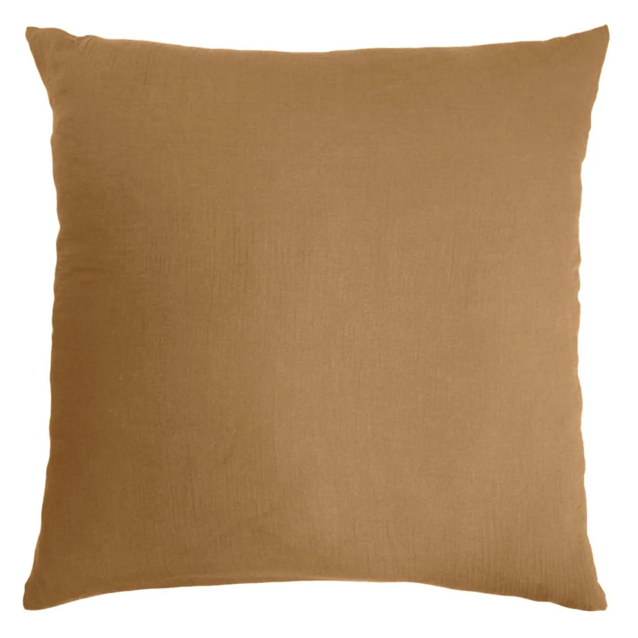 Taie d'oreiller carrée gaze de coton (80 x 80 cm) Gaïa Camel