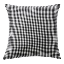 Taie d'oreiller carrée gaze de coton (60 x 60 cm) Gaïa vichy Noire