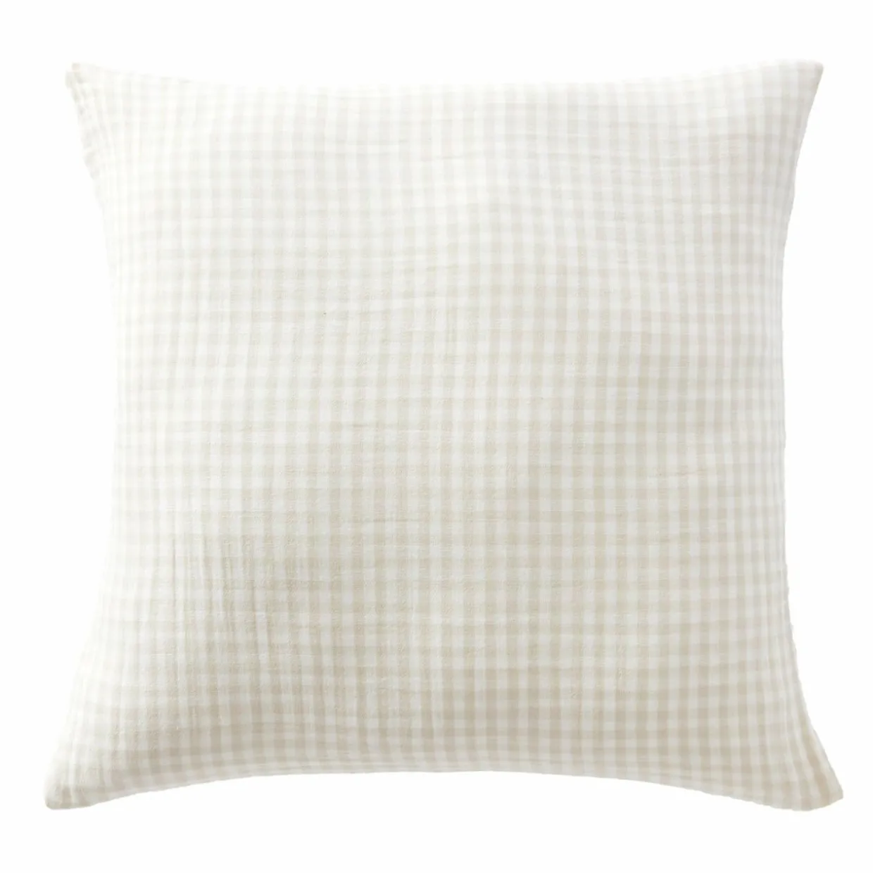 Taie d'oreiller Carrée gaze de coton (80 x 80 cm) Gaïa Vichy Beige
