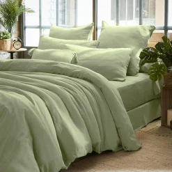 Taie d'oreiller carrée gaze de coton (80 x 80 cm) Gaïa Vert tilleul