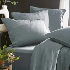 Taie d'oreiller carrée lyocell Tencel™ lavé (63 x 63 cm) Olivia Bleu stone