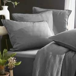 Taie d'oreiller carrée lyocell Tencel™ lavé (63 x 63 cm) Olivia Gris granit