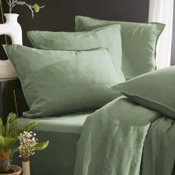 Taie d'oreiller carrée lyocell Tencel™ lavé (63 x 63 cm) Olivia Vert romarin