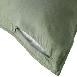 Taie d'oreiller carrée lyocell Tencel™ lavé (63 x 63 cm) Olivia Vert romarin