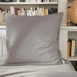 Taie d'oreiller carrée percale de coton (80 x 80 cm) Cali Gris clair