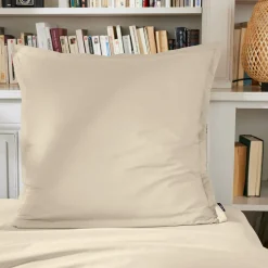 Taie d'oreiller carrée percale de coton (80 x 80 cm) Cali Beige