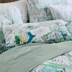 Taie d'oreiller carrée percale de coton (65 x 65 cm) Bali Verte