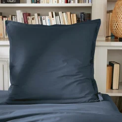 Taie d'oreiller carrée percale de coton (80 x 80 cm) Cali Bleu marine