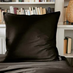 Taie d'oreiller carrée percale de coton (80 x 80 cm) Cali Noire