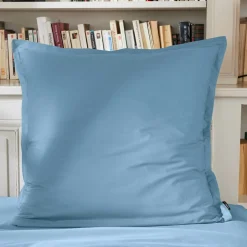Taie d'oreiller carrée percale de coton (80 x 80 cm) Cali Bleu ciel