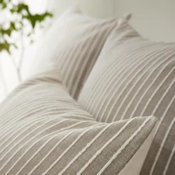 Taie d'oreiller carrée réversible coton texturé et percale (60 x 60 cm) Alice Ecru