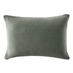 Taie d'oreiller quadruple gaze de coton ( 50 x 70 cm) Victoria x Gaïa Vert romarin