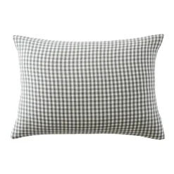 Taie d'oreiller rectangulaire gaze de coton (50 x 80 cm) Gaïa Vichy Vert romarin