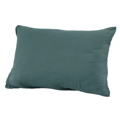Taie d'oreiller rectangulaire gaze de coton (50 x 80 cm) Gaïa Bleu canard