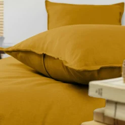 Taie d'oreiller rectangulaire flanelle de coton (50 x 80 cm) Nina Jaune ocre