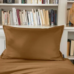 Taie d'oreiller rectangulaire percale de coton (50 x 70 cm) Cali Camel