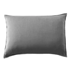 Taie d'oreiller rectangulaire lyocell Tencel™ lavé (50 x 70 cm) Olivia Gris granit