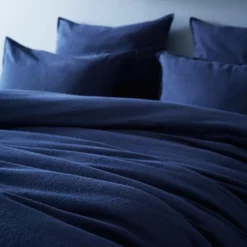 Taie d'oreiller rectangulaire flanelle de coton (50 x 80 cm) Nina Bleu nuit