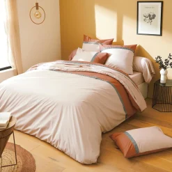 Taie d'oreiller rectangulaire percale de coton (50 x 70 cm) Macassar Cognac