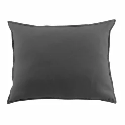 Taie d'oreiller rectangulaire flanelle de coton (50 x 70 cm) Théa Gris anthracite