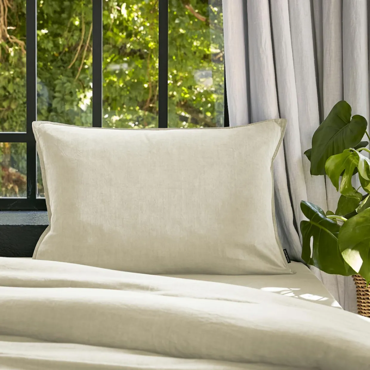 Taie d'oreiller rectangulaire lyocell Tencel™ lavé (50 x 80 cm) Olivia Beige pampa