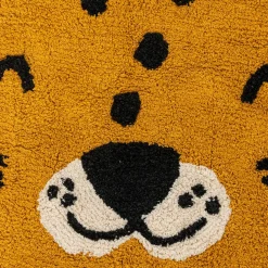 Tapis antidérapant enfant coton (90 cm) Léopard Orange