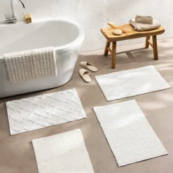 Tapis de bain coton tissé (50 x 80 cm) Lois Beige