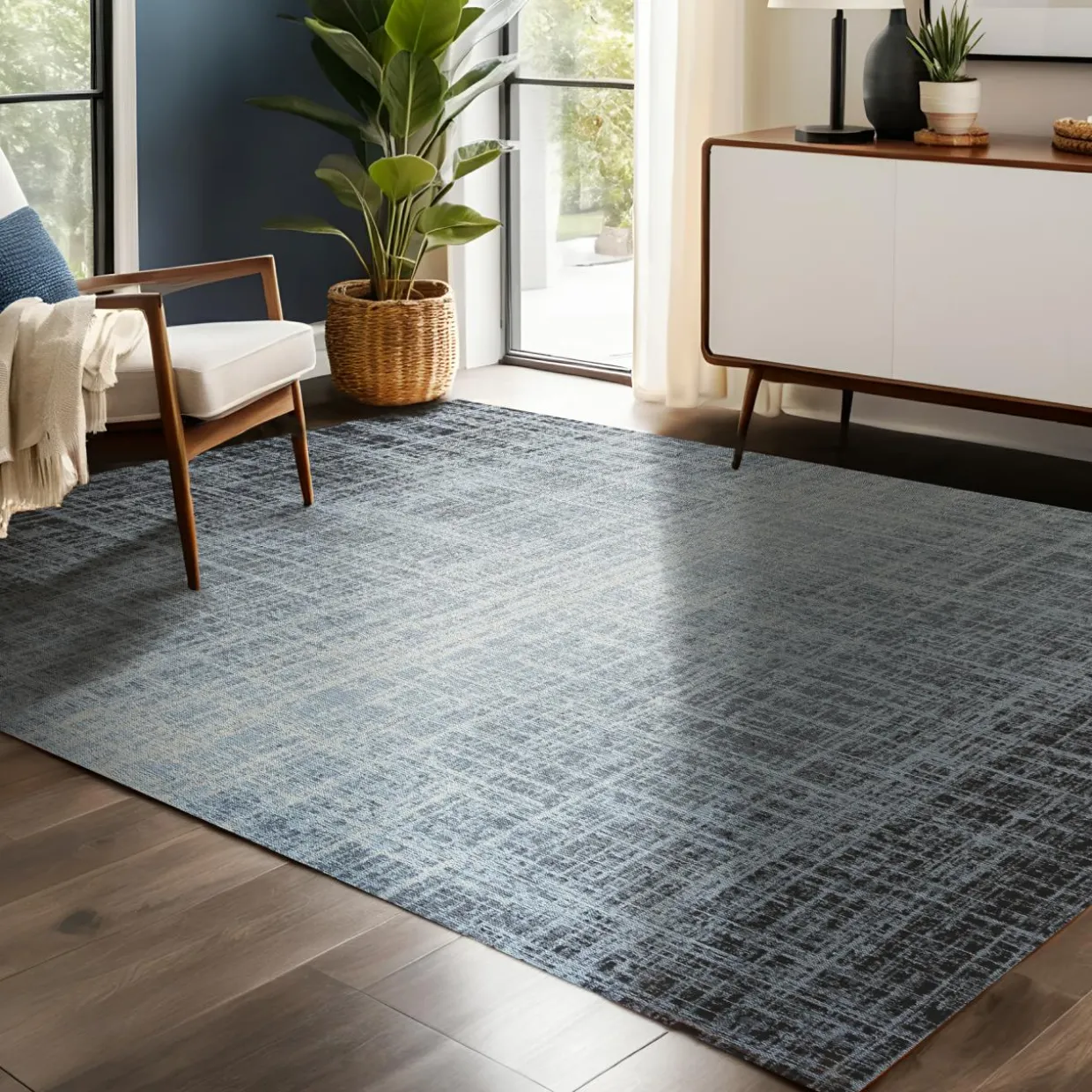 Tapis de salon rectangulaire jacquard (140 x 200 cm) Shiraz Argent