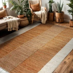 Tapis de salon rectangulaire jute tissée main (160 x 230 cm) Hudson Marron
