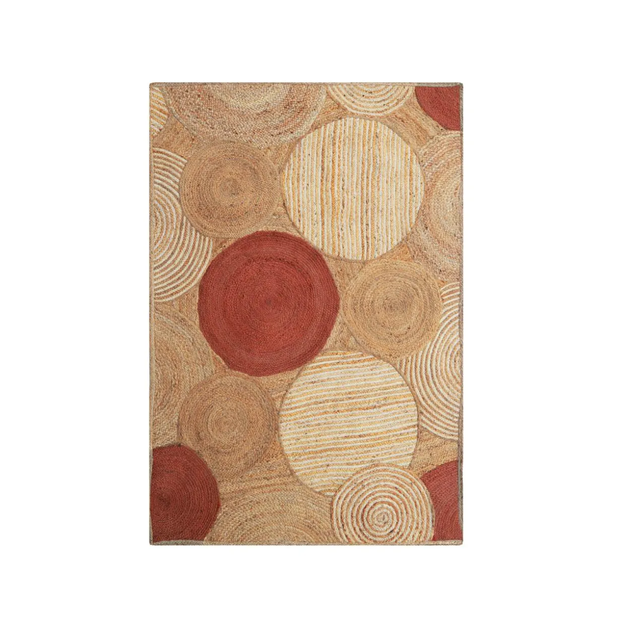 Tapis de salon rectangulaire jute tissée main (160x230 cm) Tara Terracotta