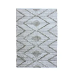 Tapis de salon rectangulaire matière recyclée tuftée (140 x 200 cm) Kaito Ivoire